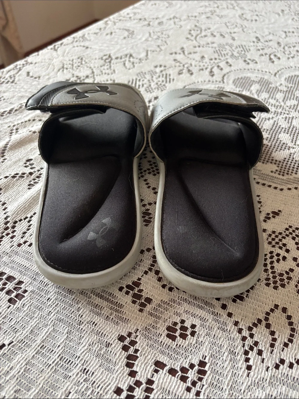 Under Armour Black and Gray Men's Adjustable Slide Sandals
